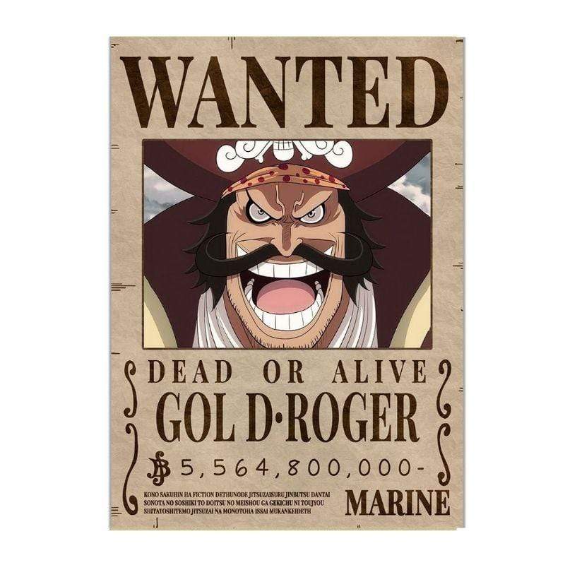 Boutique One Piece Avis de Recherche 42 x 30 cm Avis de Recherche One Piece Gold Roger Wanted