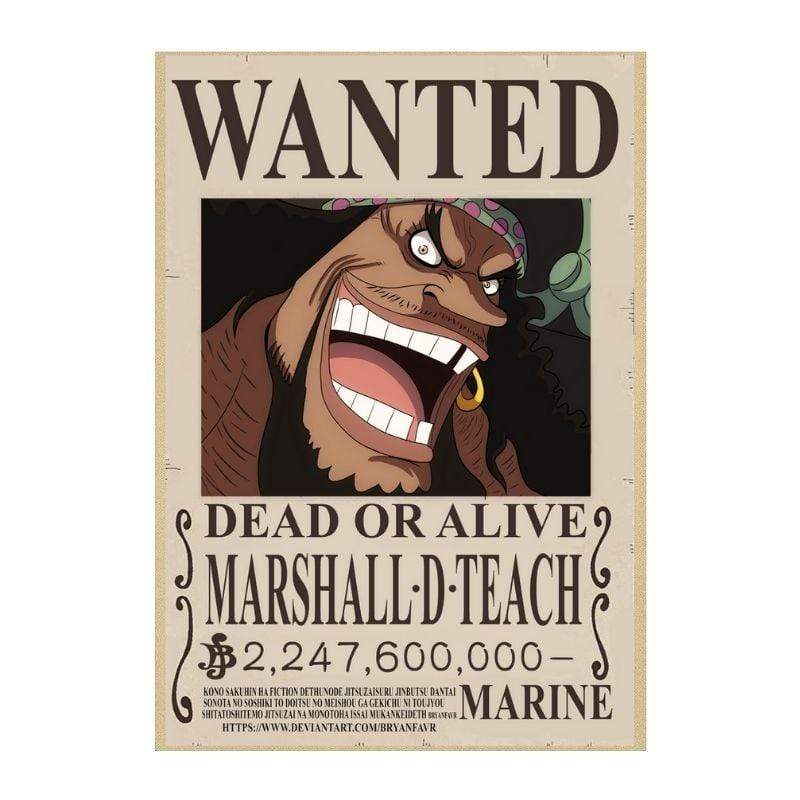 Boutique One Piece Avis de Recherche 21X30cm Avis de Recherche One Piece Marshall D. Teach Wanted